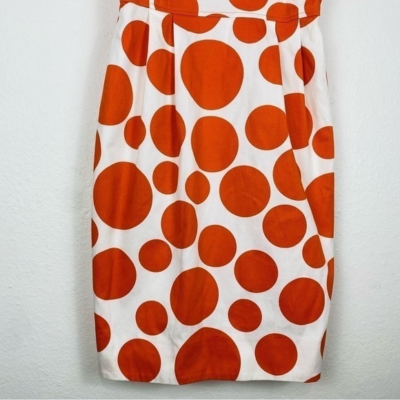 SARA CAMPBELL Ivory Orange Polka Dot Bow Shift Elegant Dress Size 2 - Picture 5 of 12